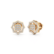 Hexagon Diamond Stud Earrings in Yellow Gold – Bold & Beautiful Sparkle | JewelVerra