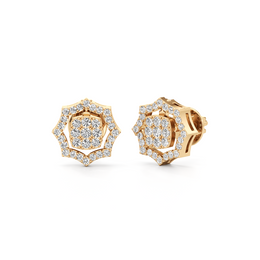 Hexagon Diamond Stud Earrings in Yellow Gold – Bold & Beautiful Sparkle | JewelVerra