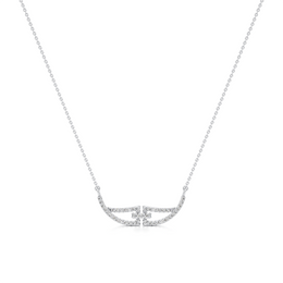 White Gold Bar Pendant Necklace – Minimal Diamond Accent | JewelVerra