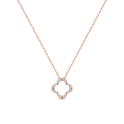 White Gold Clover Pendant Necklace – Diamond Outline Charm | JewelVerra