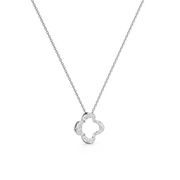 White Gold Clover Pendant Necklace – Diamond Outline Charm | JewelVerra