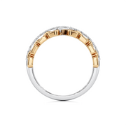 Dual Tone Chain Link Diamond Ring for Women – Yellow & White Gold | JewelVerra