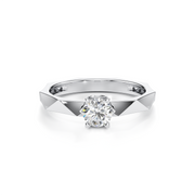 White Gold Solitaire Ring for Women – Faceted Band Design with Lab-Grown Diamond | JewelVerra