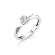 White Gold Solitaire Ring for Women – Faceted Band Design with Lab-Grown Diamond | JewelVerra