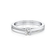 White Gold Solitaire Engagement Ring – Modern Pavé Band | JewelVerra