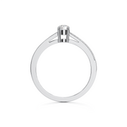White Gold Solitaire Engagement Ring – Modern Pavé Band | JewelVerra