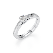 White Gold Solitaire Engagement Ring – Modern Pavé Band | JewelVerra