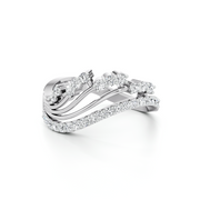 Rose Gold Diamond Band Ring – Wavy Multi-Layer Design | JewelVerra