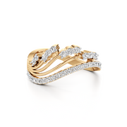 Rose Gold Diamond Band Ring – Wavy Multi-Layer Design | JewelVerra