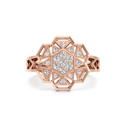 White Gold Mandala Diamond Ring – Geometric Floral Design | JewelVerra