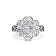 White Gold Mandala Diamond Ring – Geometric Floral Design | JewelVerra