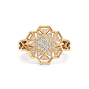 White Gold Mandala Diamond Ring – Geometric Floral Design | JewelVerra