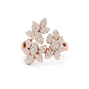 Gold Diamond Flower Ring | Floral Design with Sparkling Diamonds | JewelVerra