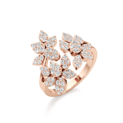 Gold Diamond Flower Ring | Floral Design with Sparkling Diamonds | JewelVerra