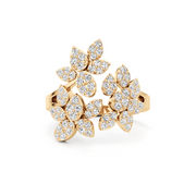 Gold Diamond Flower Ring | Floral Design with Sparkling Diamonds | JewelVerra