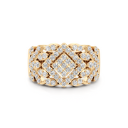 Bold Diamond Floral Statement Ring in White Gold – Wide Band Luxury Ring | JewelVerra