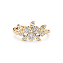 Gold Floral Diamond Ring | Elegant Diamond Flowers | JewelVerra