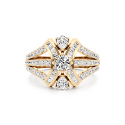 Designer Diamond Ring for Women – Pear, Baguette & Round Cut in Yellow Gold – Bold Luxury Statement Ring | JewelVerra