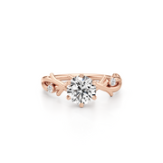 Nature-Inspired Solitaire Ring in Rose Gold – Leaf Design Engagement Ring | JewelVerra