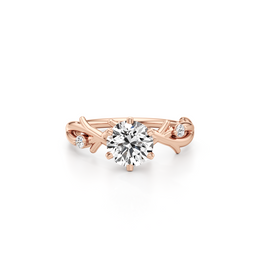 Nature-Inspired Solitaire Ring in Rose Gold – Leaf Design Engagement Ring | JewelVerra