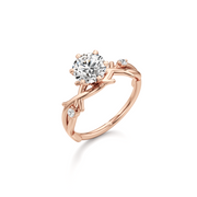 Nature-Inspired Solitaire Ring in Rose Gold – Leaf Design Engagement Ring | JewelVerra