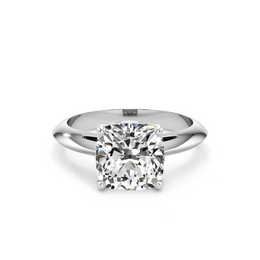 White Gold Cushion Cut Solitaire Ring – Lab-Grown Diamond Engagement Ring | JewelVerra