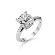 White Gold Cushion Cut Solitaire Ring – Lab-Grown Diamond Engagement Ring | JewelVerra