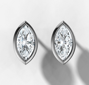 Bezel Set Marquise Diamond Stud Earrings