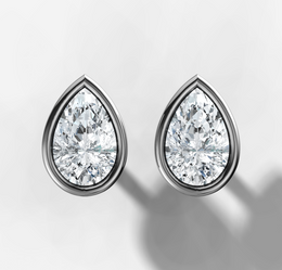 Bezel Set Pear Diamond Stud Earrings