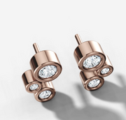 Three Stone Bezel Diamond Studs