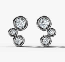 Three Stone Bezel Diamond Studs