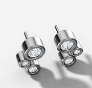 Three Stone Bezel Diamond Studs