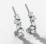 Fancy Pear Diamond Hooped Studs | Jewelverra
