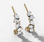 Fancy Pear Diamond Hooped Studs | Jewelverra