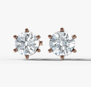 Six-Prong Round Diamond Stud Earrings