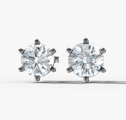 Six-Prong Round Diamond Stud Earrings