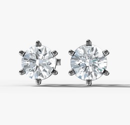 Six-Prong Round Diamond Stud Earrings