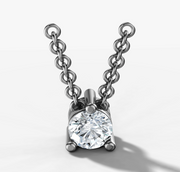 Three Prong Round Diamond Necklace | Jewelverra