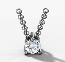 Three Prong Round Diamond Necklace | Jewelverra