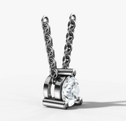 Three Prong Round Diamond Necklace | Jewelverra