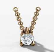 Three Prong Round Diamond Necklace | Jewelverra