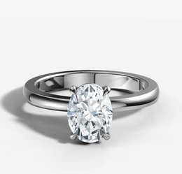 Tapered Solitaire Engagement Ring with Oval Cut Diamond