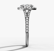 Split Band Halo Oval Diamond Ring | Jewelverra