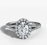 Split Band Halo Oval Diamond Ring | Jewelverra
