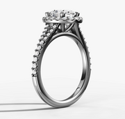 Split Band Halo Oval Diamond Ring | Jewelverra