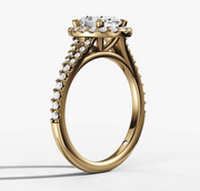 Split Band Halo Oval Diamond Ring | Jewelverra