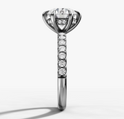 Hidden Halo Shared Prong Round Diamond Ring | Jewelverra