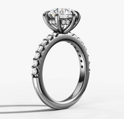Hidden Halo Shared Prong Round Diamond Ring | Jewelverra