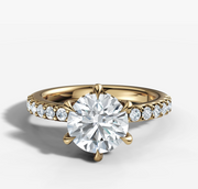 Hidden Halo Shared Prong Round Diamond Ring | Jewelverra