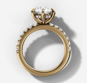 Hidden Halo Shared Prong Round Diamond Ring | Jewelverra
